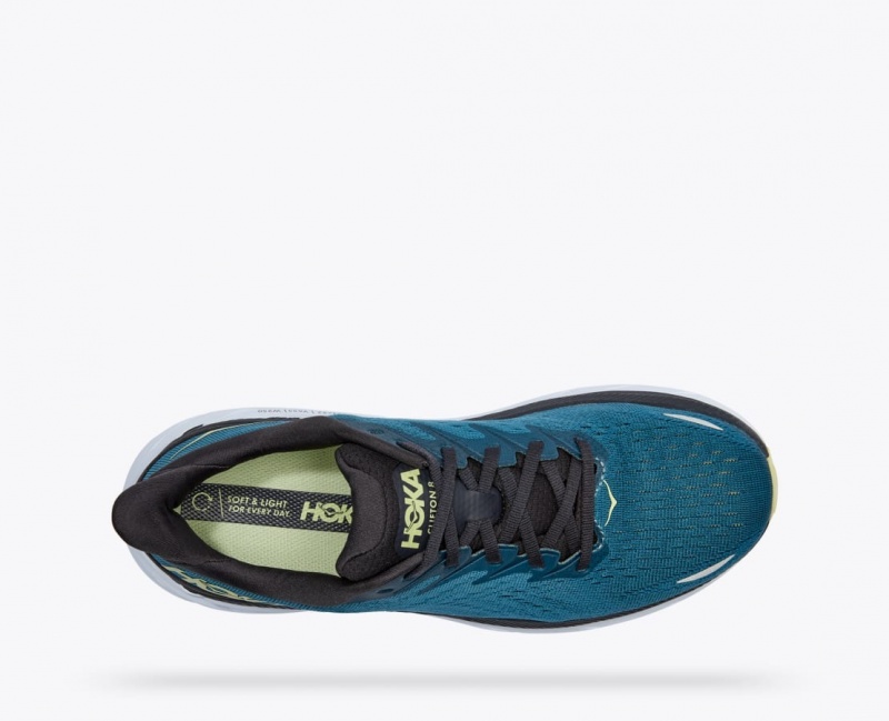 Men's HOKA Clifton 8 Running Shoes Dark Turquoise / Black | 864-OAEBWD