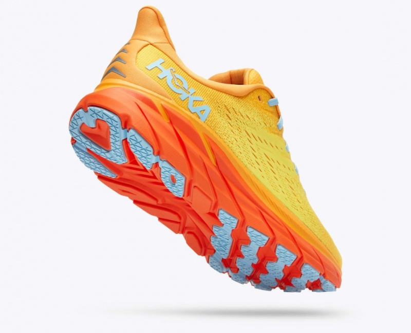 Men's HOKA Clifton 8 Running Shoes Orange / Yellow | 704-BPIQGY