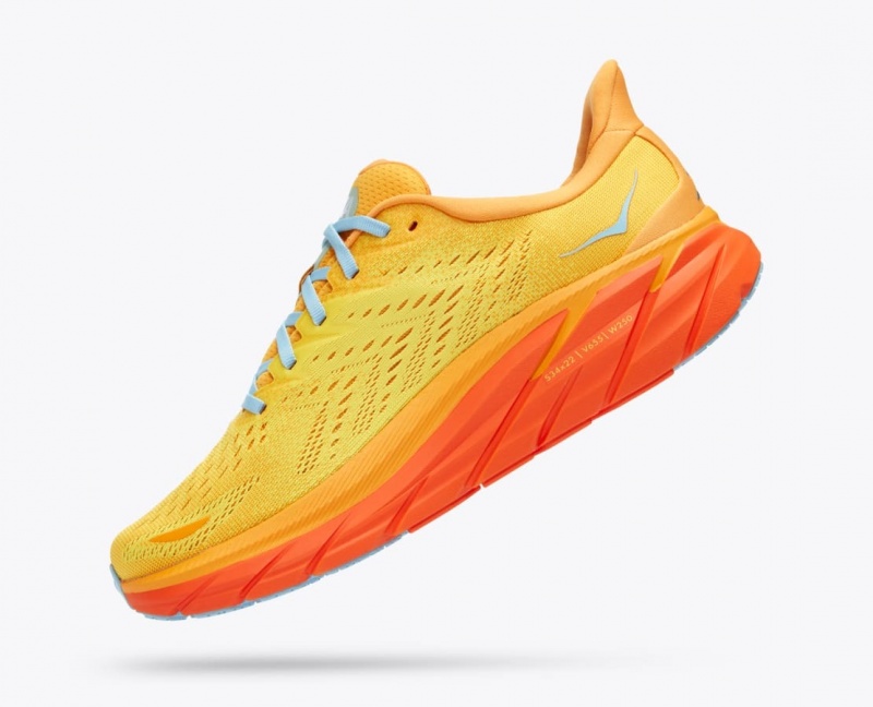 Men's HOKA Clifton 8 Running Shoes Orange / Yellow | 704-BPIQGY