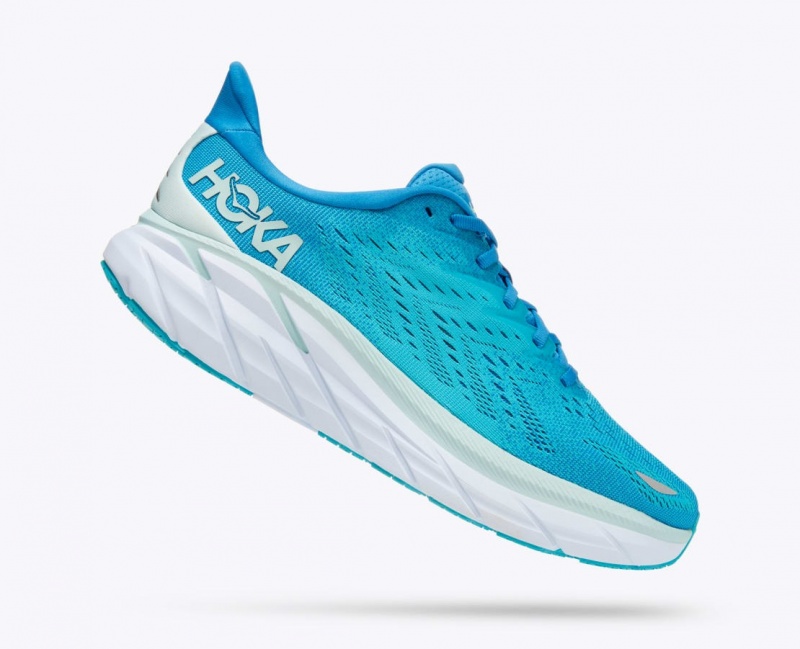 Men's HOKA Clifton 8 Running Shoes Turquoise | 607-MWKDLG