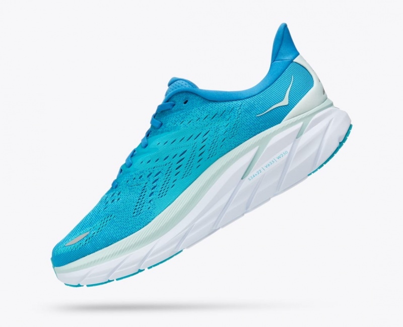 Men's HOKA Clifton 8 Running Shoes Turquoise | 607-MWKDLG