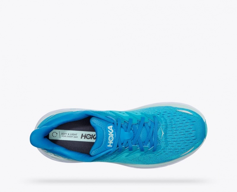 Men's HOKA Clifton 8 Running Shoes Turquoise | 607-MWKDLG