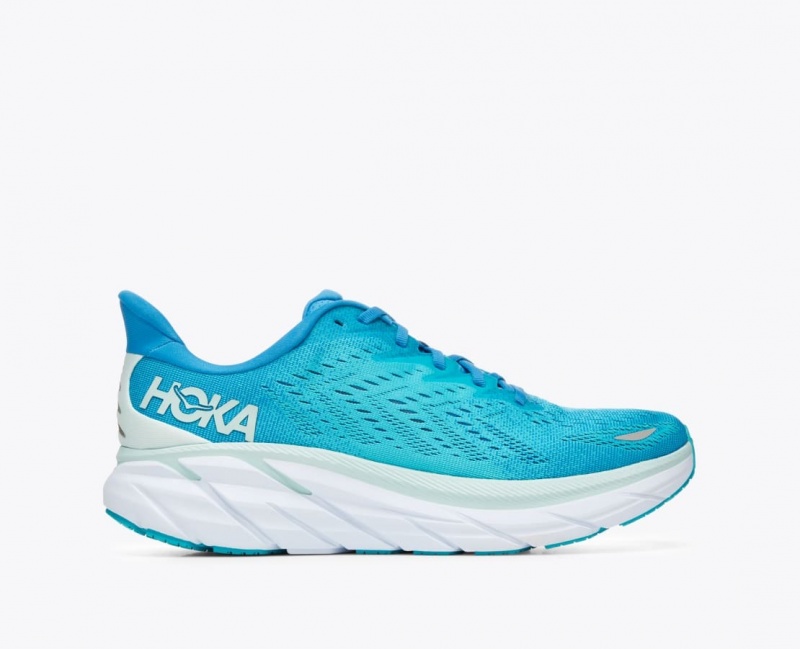 Men\'s HOKA Clifton 8 Running Shoes Turquoise | 607-MWKDLG