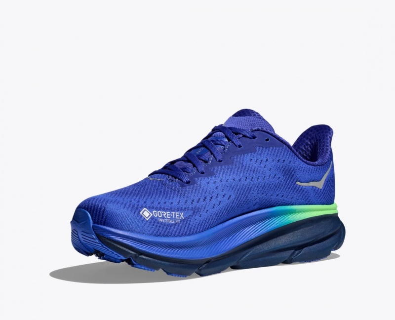 Men's HOKA Clifton 9 GTX Running Shoes Blue | 280-ULIFAS