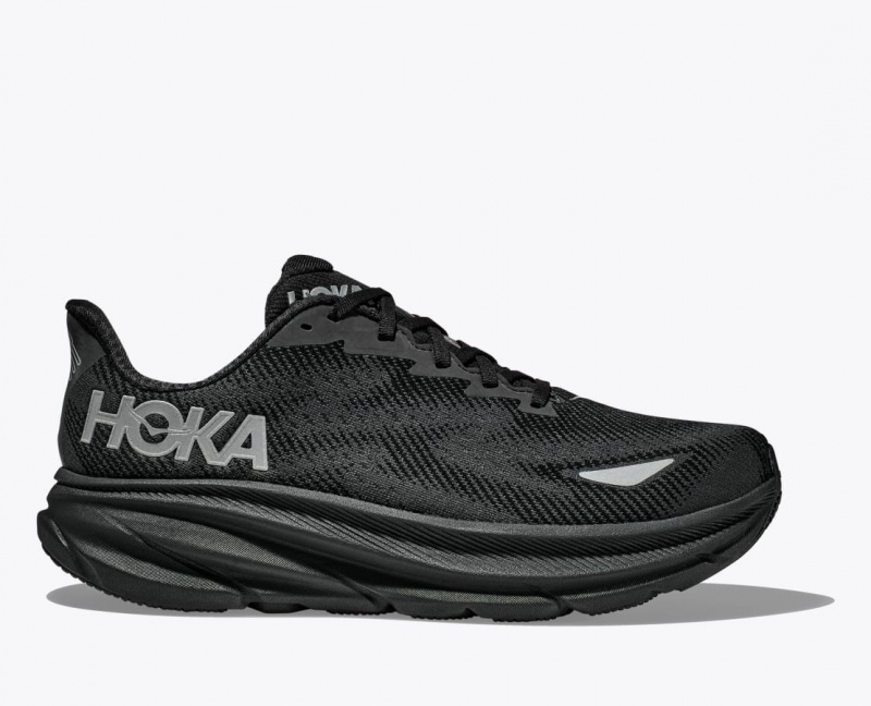 Men\'s HOKA Clifton 9 GTX Running Shoes Black | 275-LTBWHN