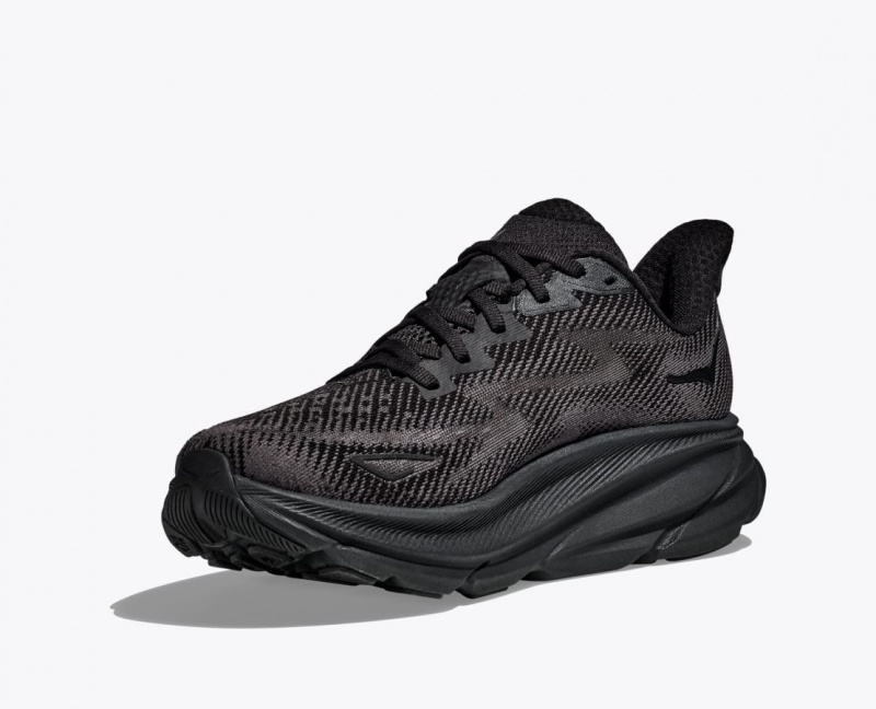 Men's HOKA Clifton 9 Running Shoes Black | 453-KPAWHR