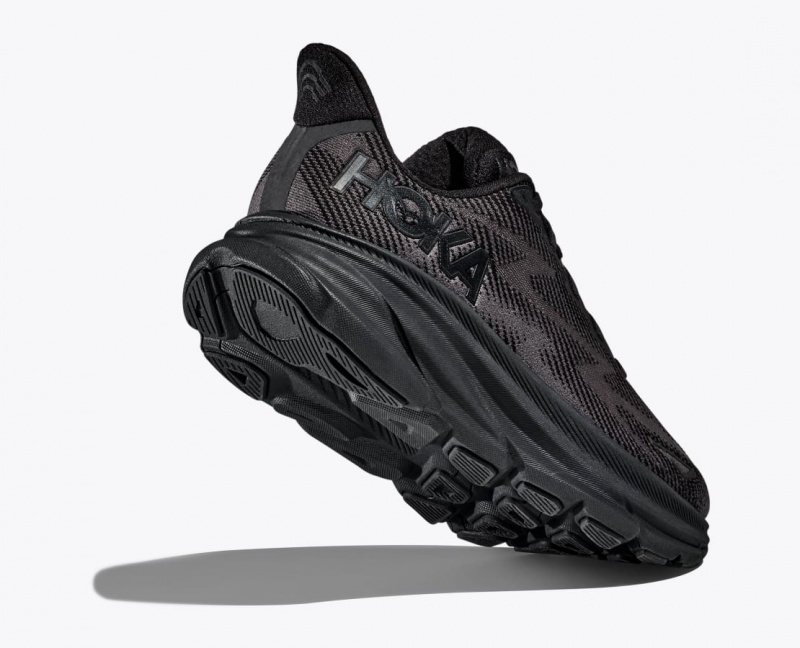 Men's HOKA Clifton 9 Running Shoes Black | 453-KPAWHR