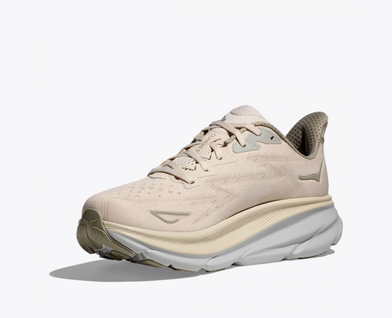 Men's HOKA Clifton 9 Running Shoes Light Beige | 831-UYKSJR