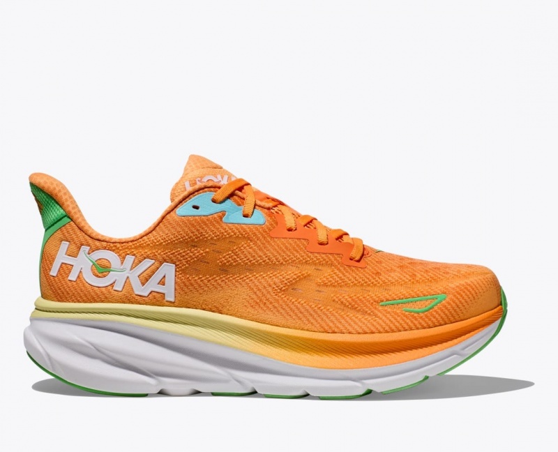 Men\'s HOKA Clifton 9 Running Shoes Orange | 325-UDSGOL