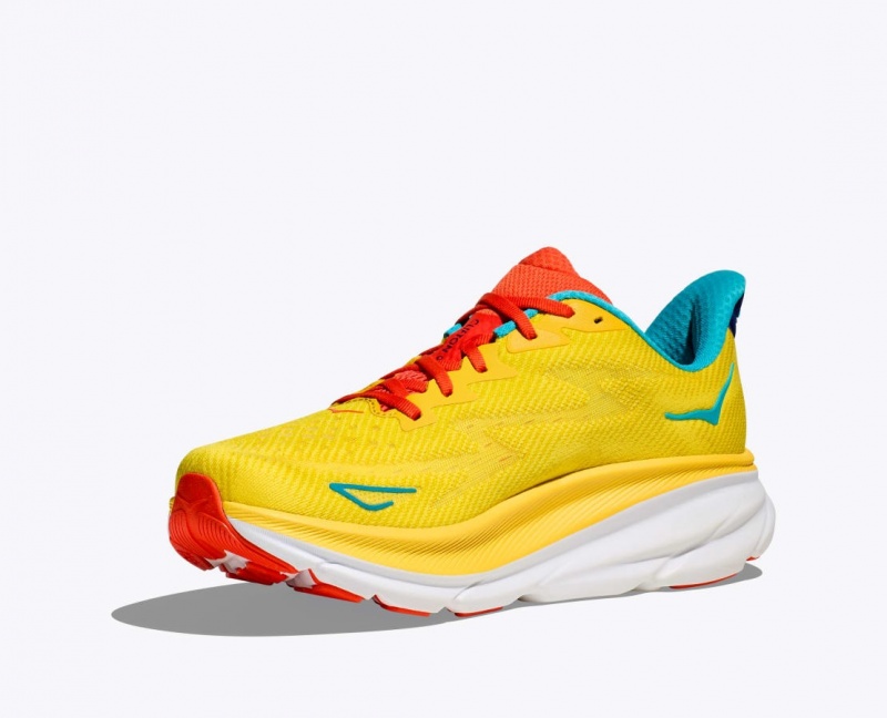 Men's HOKA Clifton 9 Running Shoes Yellow | 359-KWNFJI