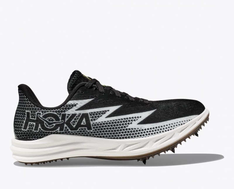 Men\'s HOKA Crescendo MD Track Spikes Black / White | 952-RPXAFY