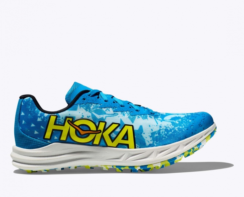 Men\'s HOKA Crescendo XC Spikeless Track Spikes Blue / Green | 324-FGUHVR