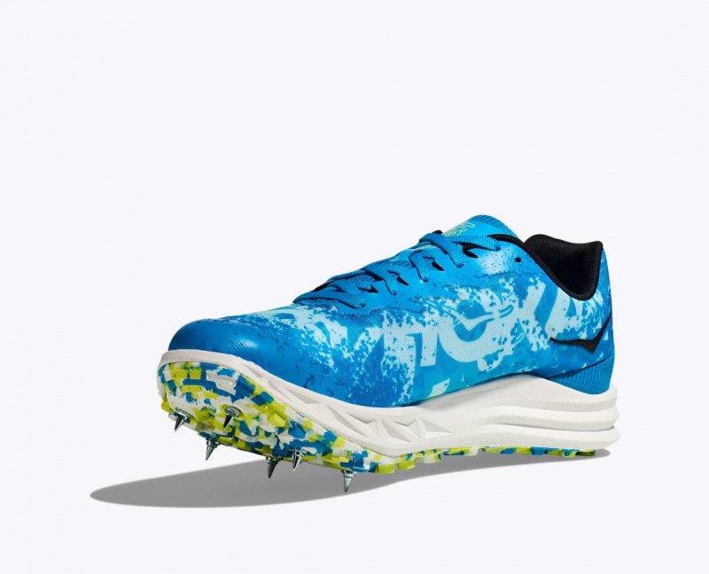 Men's HOKA Crescendo XC Track Spikes Blue / Green | 625-GBYFRL