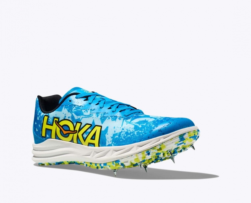 Men's HOKA Crescendo XC Track Spikes Blue / Green | 625-GBYFRL