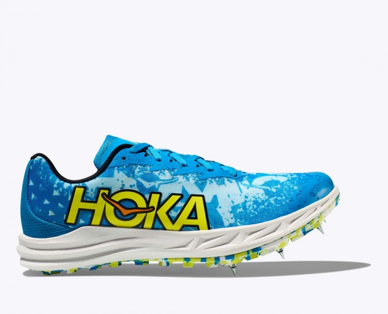 Men\'s HOKA Crescendo XC Track Spikes Blue / Green | 625-GBYFRL