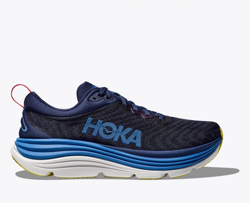 Men\'s HOKA Gaviota 5 Running Shoes Black / Navy | 496-XLKFDA