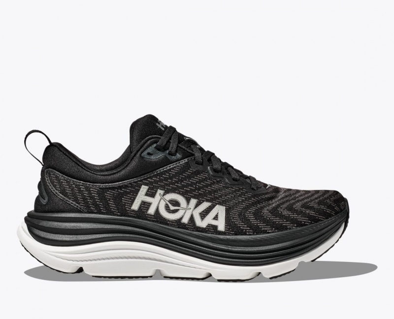 Men\'s HOKA Gaviota 5 Running Shoes Black / White | 740-UOKHSY