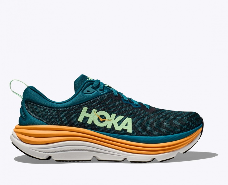 Men\'s HOKA Gaviota 5 Running Shoes Dark Turquoise / Black | 589-KSCYLT