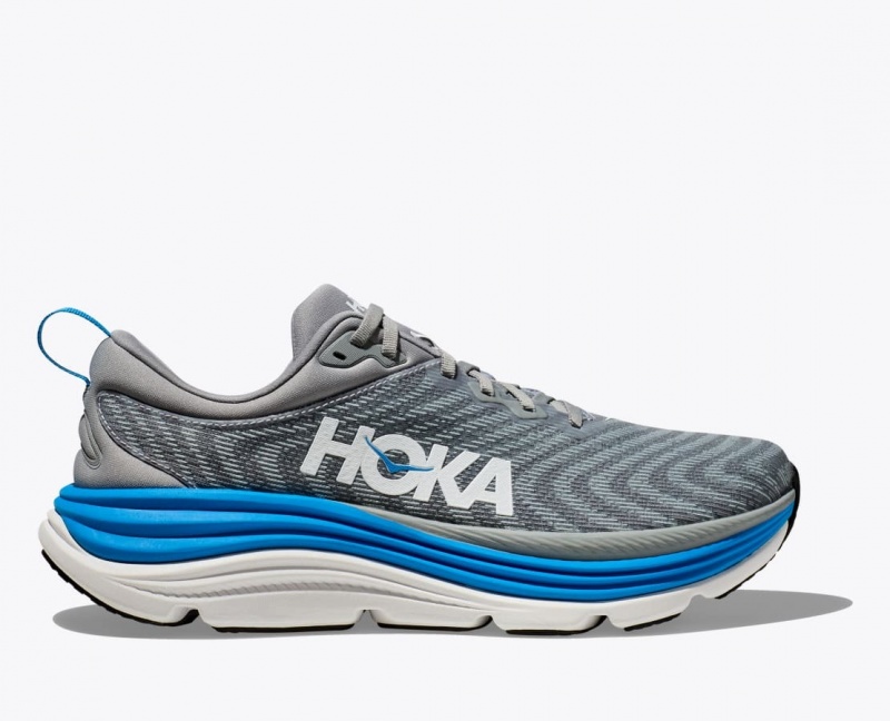 Men\'s HOKA Gaviota 5 Running Shoes Grey / Blue | 135-VFZMCT