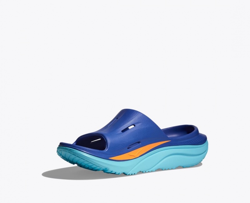 Men's HOKA IRONMAN Ora Recovery Slide Blue | 870-BNMSXG