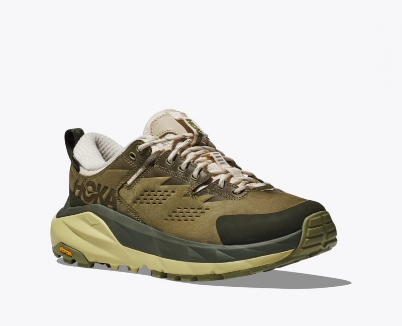 Men's HOKA Kaha Low GTX Hiking Shoes Olive / Black | 624-IFTMCY