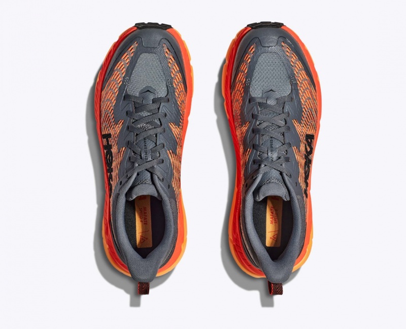 Men's HOKA Mafate Speed 4 Trail Running Shoes Dark Grey / Orange | 672-KTDLPI