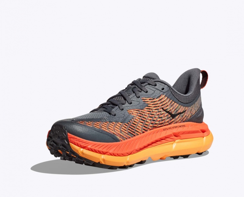 Men's HOKA Mafate Speed 4 Trail Running Shoes Dark Grey / Orange | 672-KTDLPI