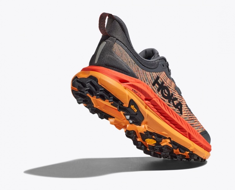 Men's HOKA Mafate Speed 4 Trail Running Shoes Dark Grey / Orange | 672-KTDLPI