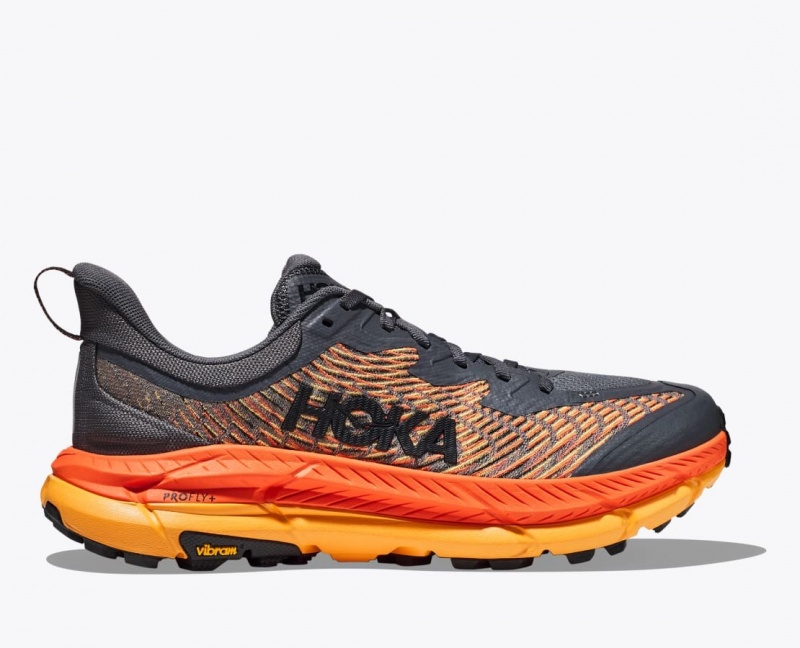 Men\'s HOKA Mafate Speed 4 Trail Running Shoes Dark Grey / Orange | 672-KTDLPI