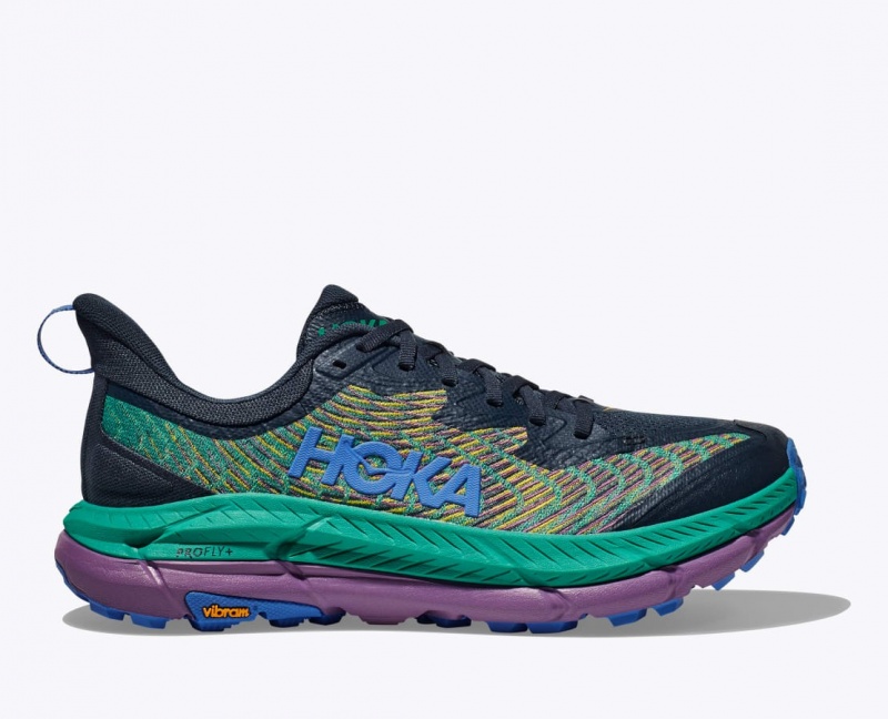 Men\'s HOKA Mafate Speed 4 Trail Running Shoes Dark Blue / Green | 765-CBVEAN