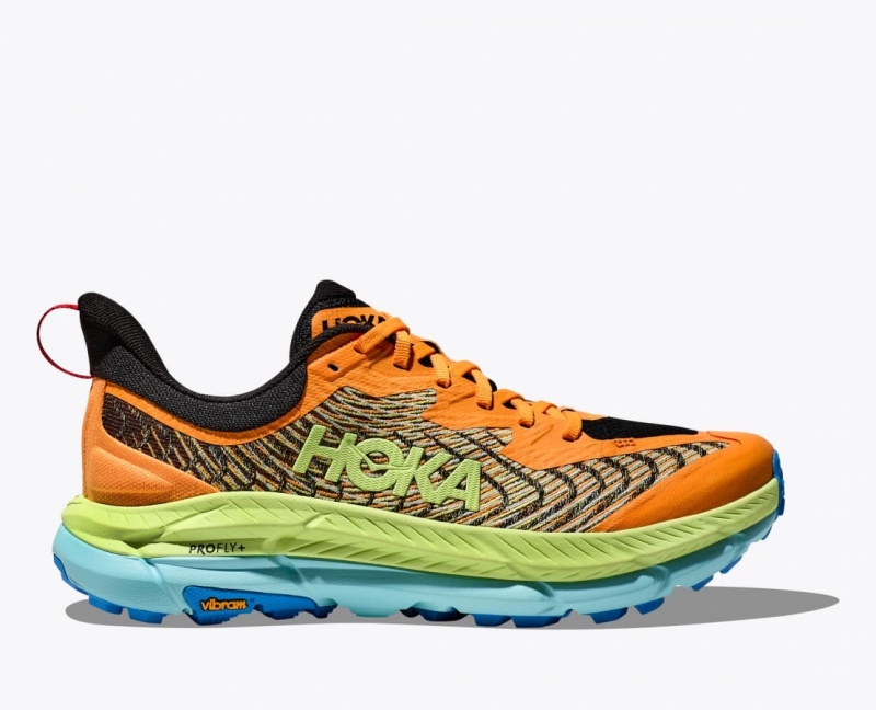 Men\'s HOKA Mafate Speed 4 Trail Running Shoes Orange / Green | 436-QSAKJG