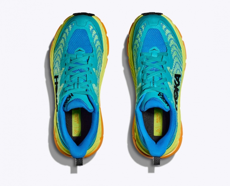 Men's HOKA Mafate Speed 4 Trail Running Shoes Turquoise / Green / Orange | 098-INSOJW