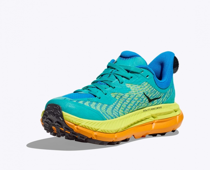 Men's HOKA Mafate Speed 4 Trail Running Shoes Turquoise / Green / Orange | 098-INSOJW