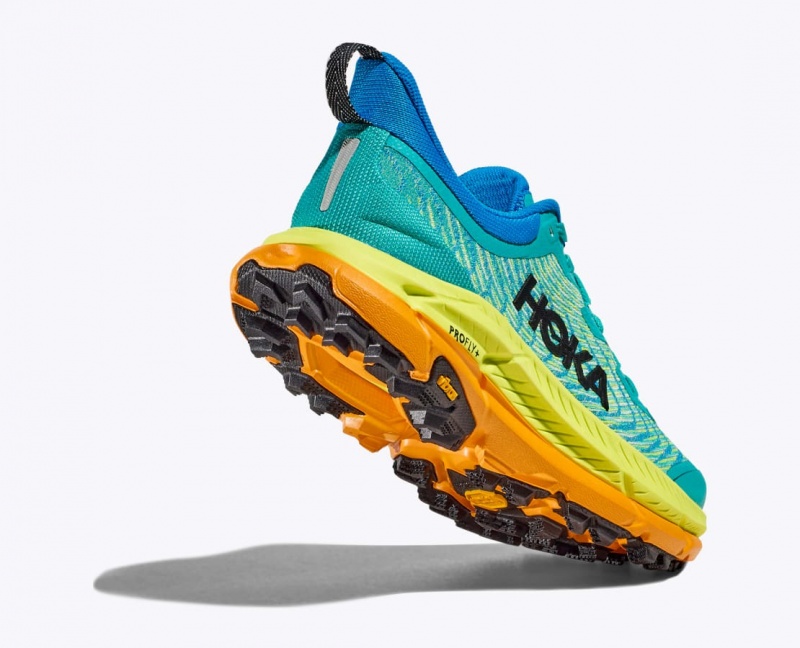 Men's HOKA Mafate Speed 4 Trail Running Shoes Turquoise / Green / Orange | 098-INSOJW