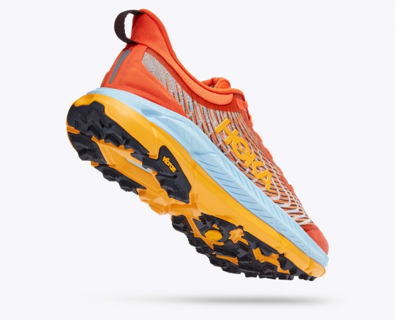 Men's HOKA Mafate Speed 4 Trail Running Shoes Coral / Light Blue / Orange | 178-QFLGUS