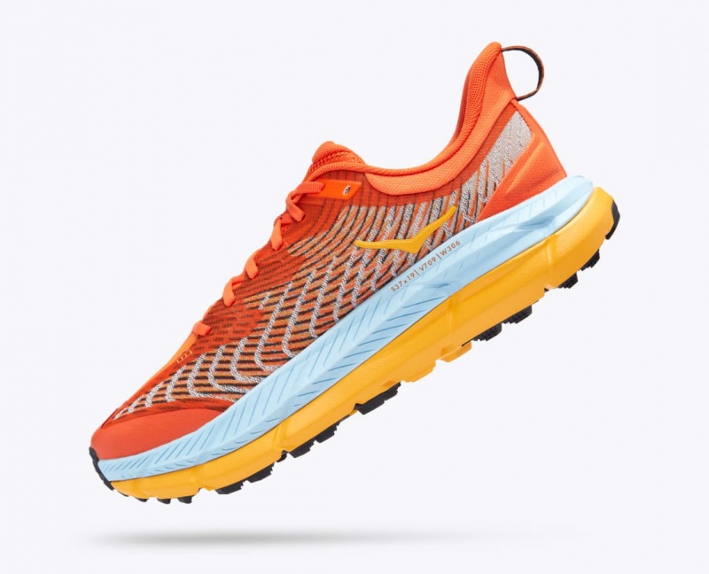 Men's HOKA Mafate Speed 4 Trail Running Shoes Coral / Light Blue / Orange | 178-QFLGUS