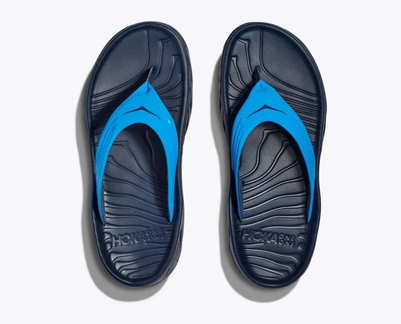 Men's HOKA ORA Recovery Flip Flops Blue / Black | 823-XEVCHI