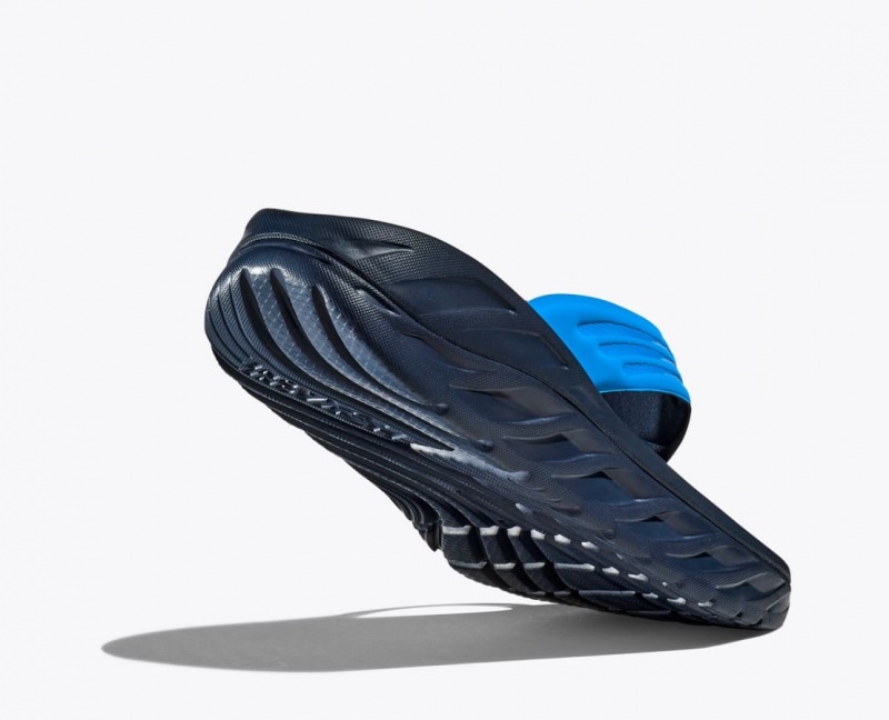 Men's HOKA ORA Recovery Flip Flops Blue / Black | 823-XEVCHI