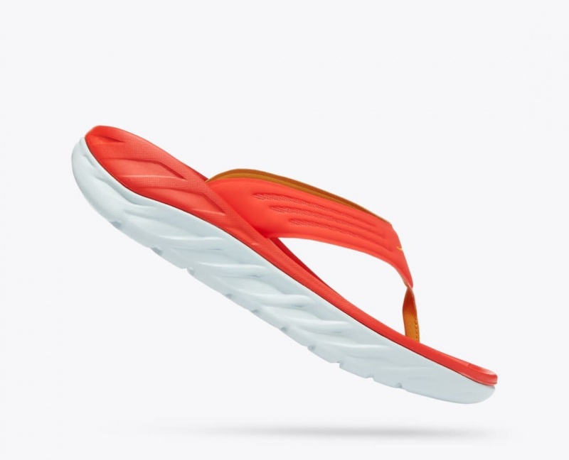 Men's HOKA ORA Recovery Flip Flops Dark Coral | 164-FJWDZB