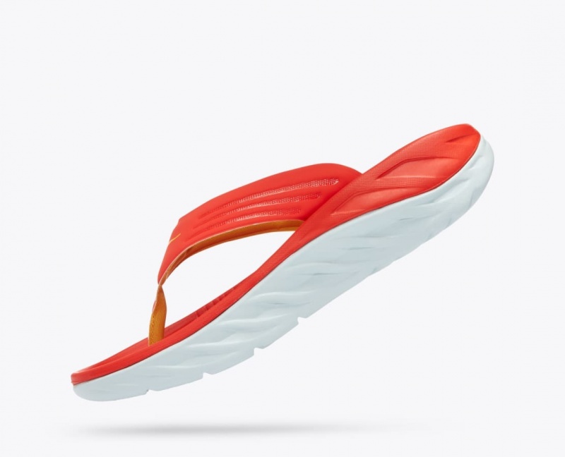 Men's HOKA ORA Recovery Flip Flops Dark Coral | 164-FJWDZB