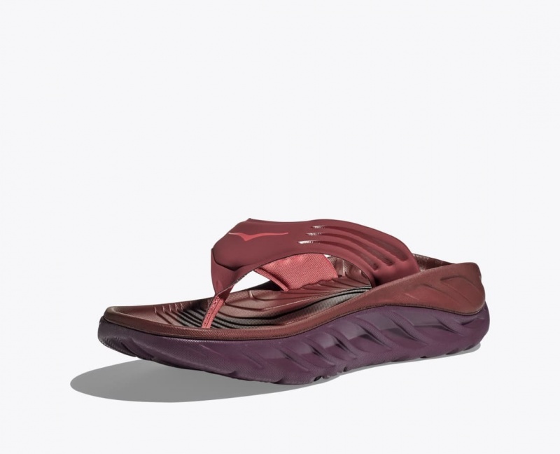 Men's HOKA ORA Recovery Flip Flops Dark Red | 501-RZSTMG