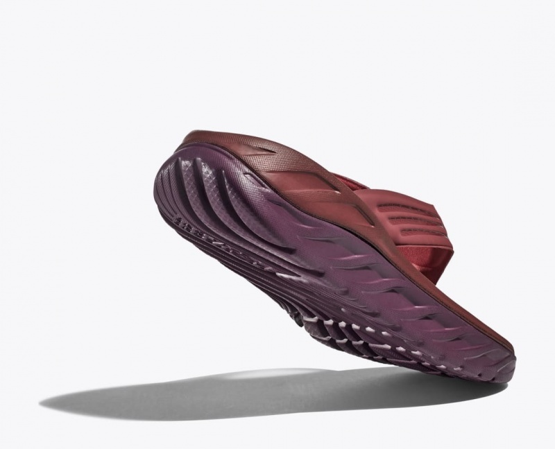 Men's HOKA ORA Recovery Flip Flops Dark Red | 501-RZSTMG