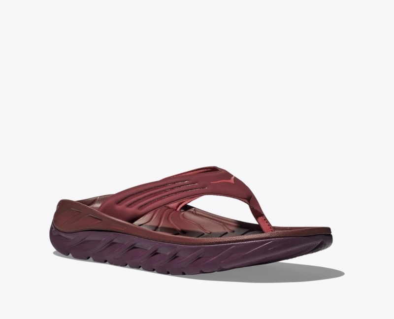 Men's HOKA ORA Recovery Flip Flops Dark Red | 501-RZSTMG