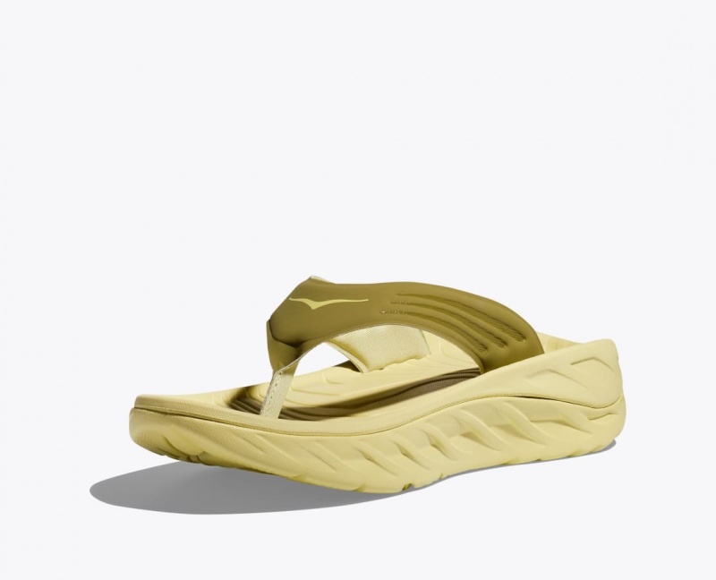 Men's HOKA ORA Recovery Flip Flops Khaki | 529-YFULNH