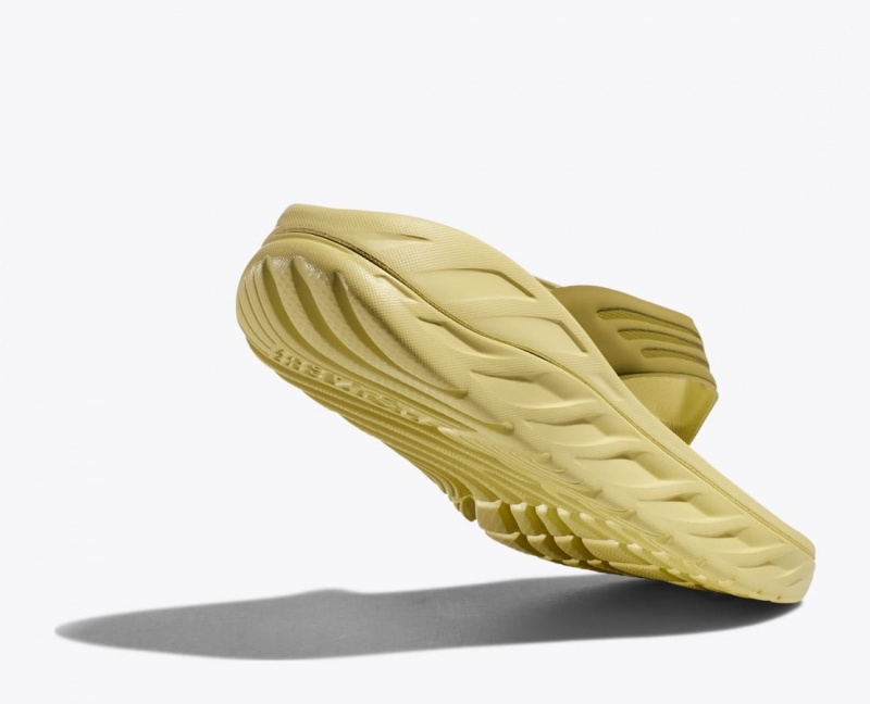 Men's HOKA ORA Recovery Flip Flops Khaki | 529-YFULNH