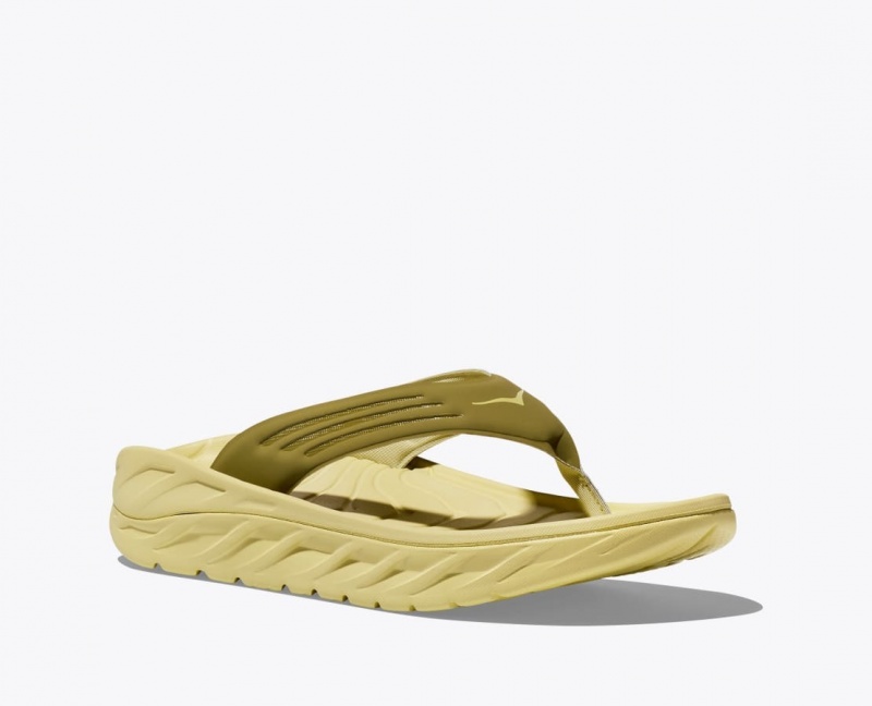 Men's HOKA ORA Recovery Flip Flops Khaki | 529-YFULNH