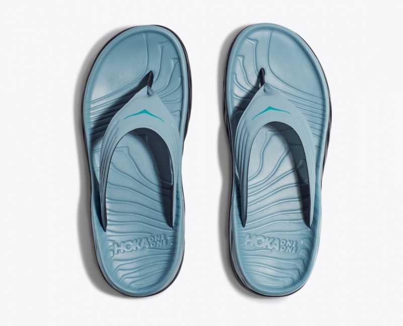 Men's HOKA ORA Recovery Flip Flops Light Blue / Black | 875-MOULDI