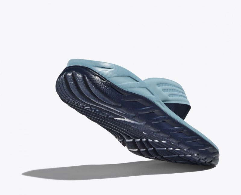 Men's HOKA ORA Recovery Flip Flops Light Blue / Black | 875-MOULDI