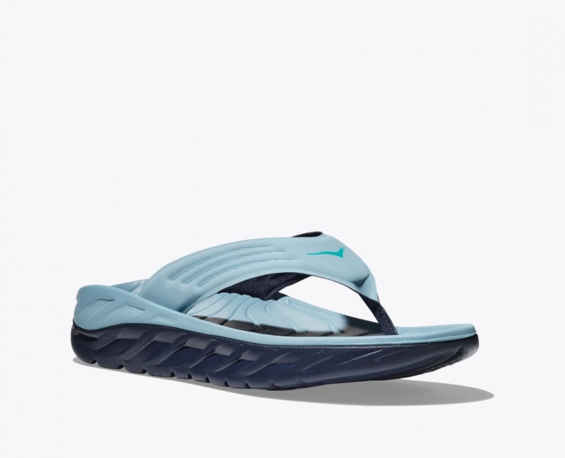 Men's HOKA ORA Recovery Flip Flops Light Blue / Black | 875-MOULDI