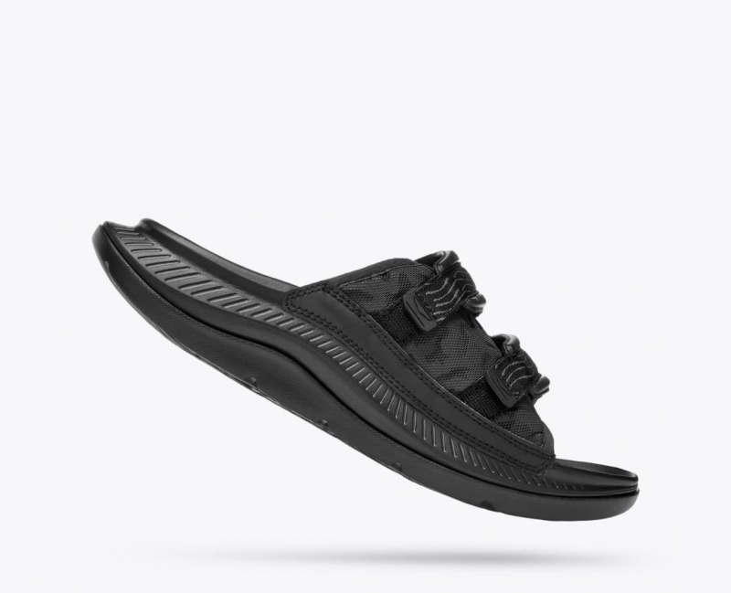 Men's HOKA Ora Luxe Slide Black | 380-RKEUXG